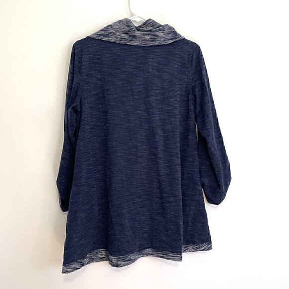 SOFT SURROUNDINGS Weekending Cowl Neck Pullover Navy Blue 3/4 Roll Tab Sleeve M - Picture 9 of 10